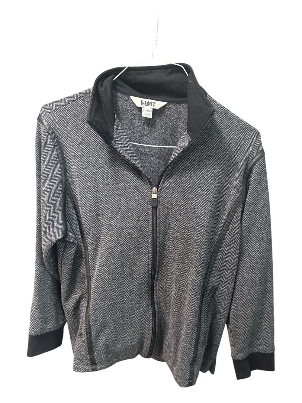 Blast Petites Women’s Large Grey Herringbone Zip-Up Jacket - Picture 3 of 4
